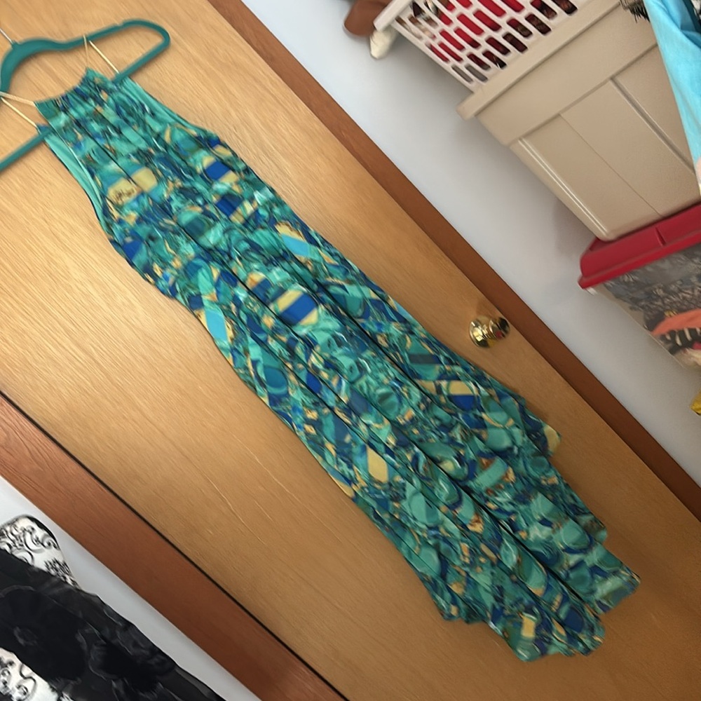 Mark. High low dress abstract sleeveless blouse ruffle sz lg - Picture 5 of 7